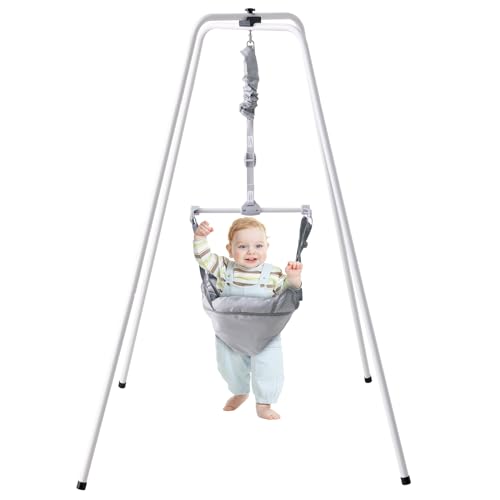 VEVOR Baby Jumper Bouncer, Height-Adjustable Baby Jumpers with Stand, Quick-Folding Toddler Infant Jumper for 6+ Months, Indoor and Outdoor Jumper Exerciser Gift for Babies, 35LBS Loading