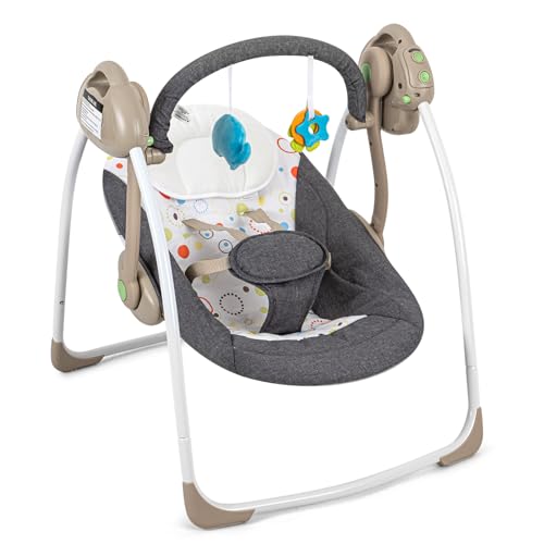 Electric Baby Swings for Infants to Toddler, Soothing Portable Baby Swing, Compact Automatic Baby Swing with Music, Comfort Baby Swing with Adaptable Speed, 6-25 lbs 0-9 Months