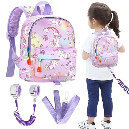 Accmor Toddler Harness Backpack Leash, Mini Unicorn Backpacks with Anti Lost Wrist Link, Cute Child Backpack Walking Leashes Keep Kids Close Rope Tether Rein for Baby Girls to Outdoor Travel