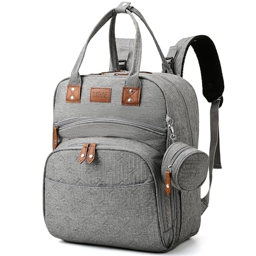 BEESTMUEBLE Diaper Bag Backpack, Multifunction Waterproof Diaper Bag, Baby Essentials Travel Bag with Stroller Straps & Pacifier Case, Large Capacity, Unisex, Grey