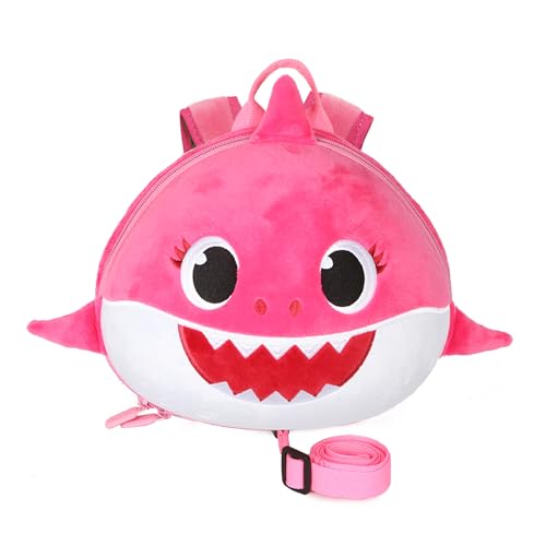 Supercute Kid’s Backpack 3D Shark Shape With Toddler Safety Harnesses & Leashes, Preschool Backpack for 2-5 Years Old Girls Boys (Rose)