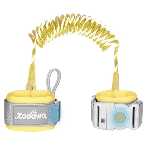 Zooawa Toddler Leash, Toddler Kids Harness Anti Lost Wrist Link with Magnetic Lock, Reflective Safety Baby Child Walking Wristband Leash for 2,3,4 Years Old Boys Girls, Yellow