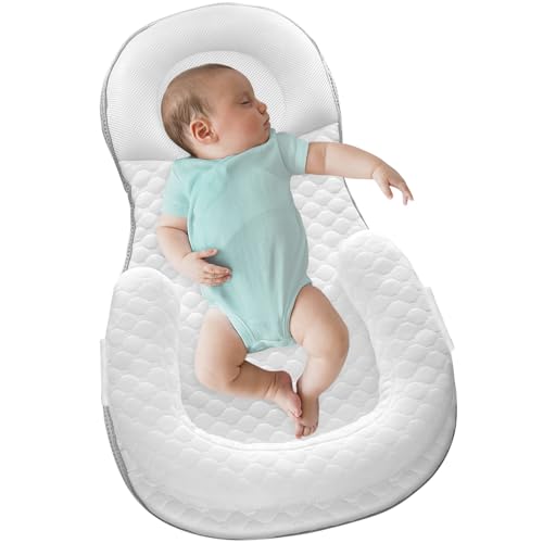 Baby Nests Baby Lounger Newborn Snuggle Nest Sleeping Bassinet for Baby 0-12M, Breathable Portable Co Sleeping Bed Adjustable Infant Soft Cotton Loungers for Travel Portable Infant Bed