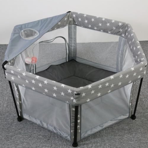 Babyalwin Collapsible Aluminum Playpen, Specially Designed for Baby Aluminum Folding Playpen, Portable Folding, Safe and Reliable, Baby’s Exclusive Activity Space(Gray)