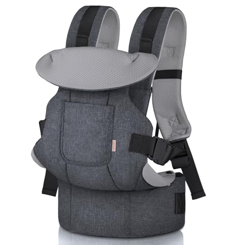 GAGAKU Baby Carrier for Babies Toddlers 4-36 Months Easy to Wear Easily Adjustable Face-in Face-Out Front and Back Carry for Kids Soft Fabric Breathable- Dark Grey