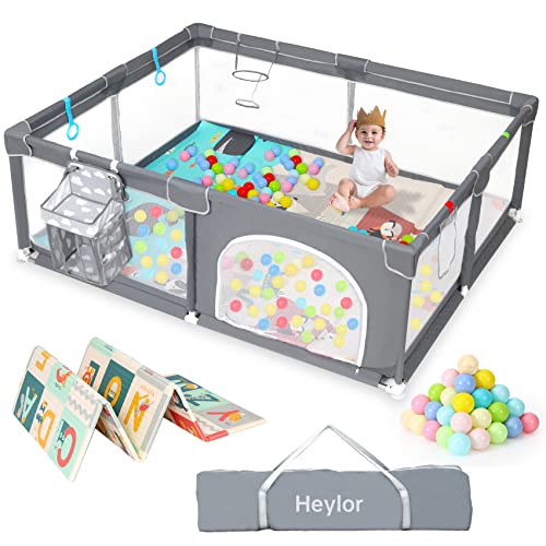 Baby Playpen with Mat, Large Baby Play Yard for Toddler, BPA-Free, Non-Toxic, Safe No Gaps Playards for Babies, Indoor & Outdoor Extra Large Kids Activity Center 71″x59″x25″ with 0.315″ Playmat