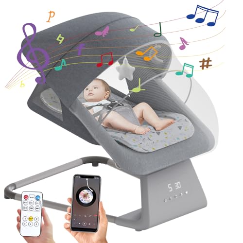 Baby Swing for Infants | Electric Baby Bouncer and Rocker with Large Screen, Remote Infant Swing for Baby Boy Girl with Bluetooth, Baby Swings for Infants to Toddler with 11 Lullabies, 5 Speeds