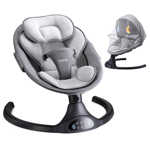 Larex Electric Baby Swing for Infants Baby Bouncer Portable Swing for Baby Boy Girl Remote Control Indoor Baby Rocker with 5 Sway Speeds 1 Seat Positions 10 Music and Bluetooth