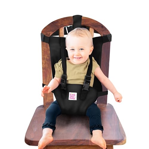 FiveStarBaby Travel Harness Seat for Toddlers – Portable High Chair for Travel | Baby Seat Harness for Golf Carts and Dining | Compact Chair Harness for Babies | Baby Travel Gear – Black