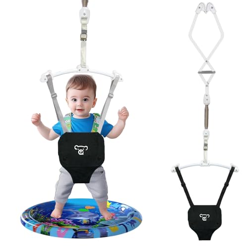 Baby Jumper, Baby Jumper Doorway with Adjustable Strap, Protable Baby Jumpers and Bouncers, Easy to Assemble, Baby Bouncer Jumper with Water Mat