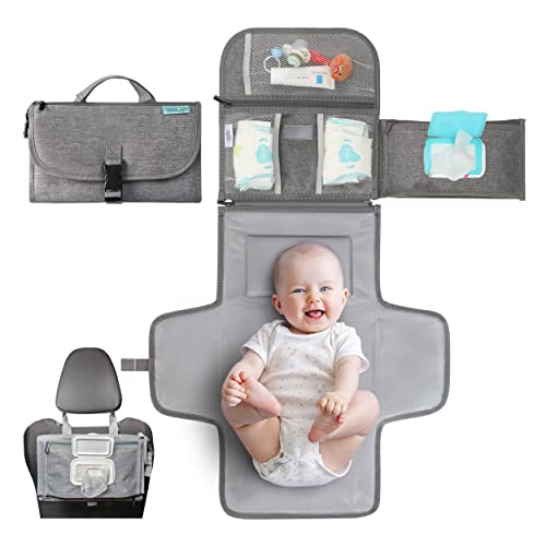 Kopi Baby Portable Diaper Changing Pad – Baby Changing Pad & Diaper Changer Travel Bag, Smart Design Baby Changing Mat, Portable Changing Pad for Baby – Baby Changing Station, Infant Gift – Grey