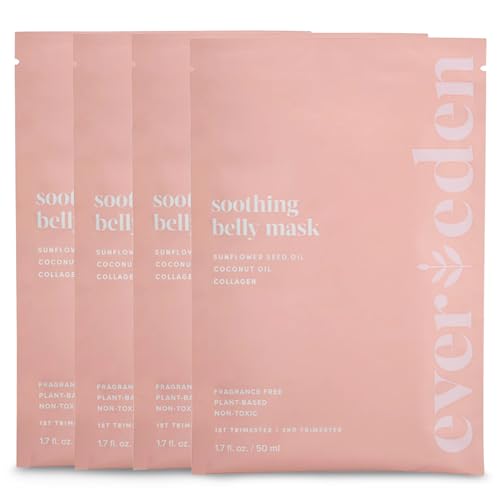 Evereden Soothing Belly Mask – 4 Belly Masks for Pregnant Women 2nd & 3rd Trimester – Hydrating, Nourishing, & Soothing Pregnancy Skin Care Belly Masks – Clean & Vegan Pregnancy & Maternity Products