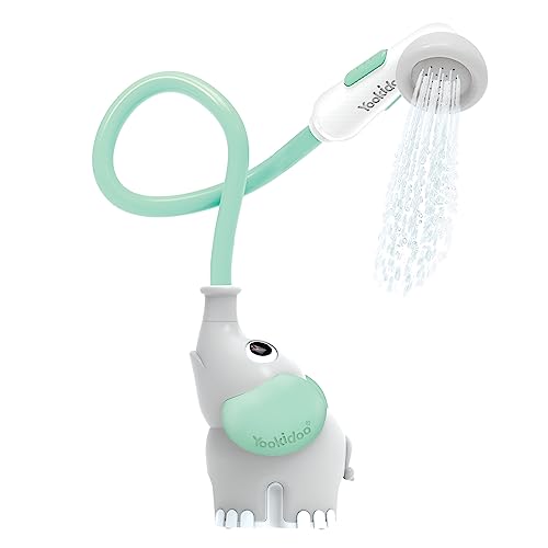 Yookidoo Baby Bath Shower Head – Elephant Water Pump with Trunk Spout Rinser – Control Water Flow from 2 Elephant Trunk Knobs for Maximum Fun in Tub or Sink for Newborn Babies