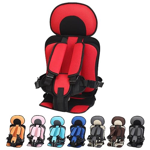 Portable Car Seat Cushion for Travel,Travel Harness with Adjustable Straps,Foldable Golf Cart Baby Seat,Ride Safer Travel Vest (Red,Small(19.69 * 10.24 * 8.66in))